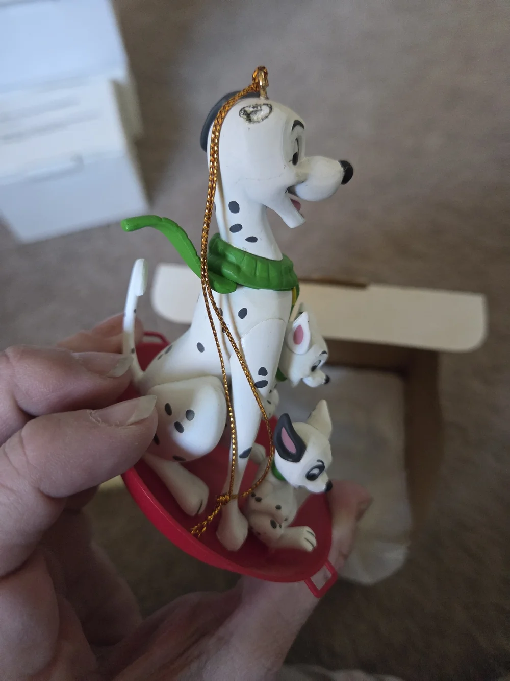 DISNEY Grolier 101 Dalmatians Christmas Ornament w/ Box #26231 105 Dogs Vintage